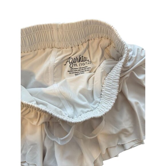 Azarhia Girls White butterfly flowy shorts Ruffled Athletic Shorts YL 10/12 Stre - Picture 2 of 5